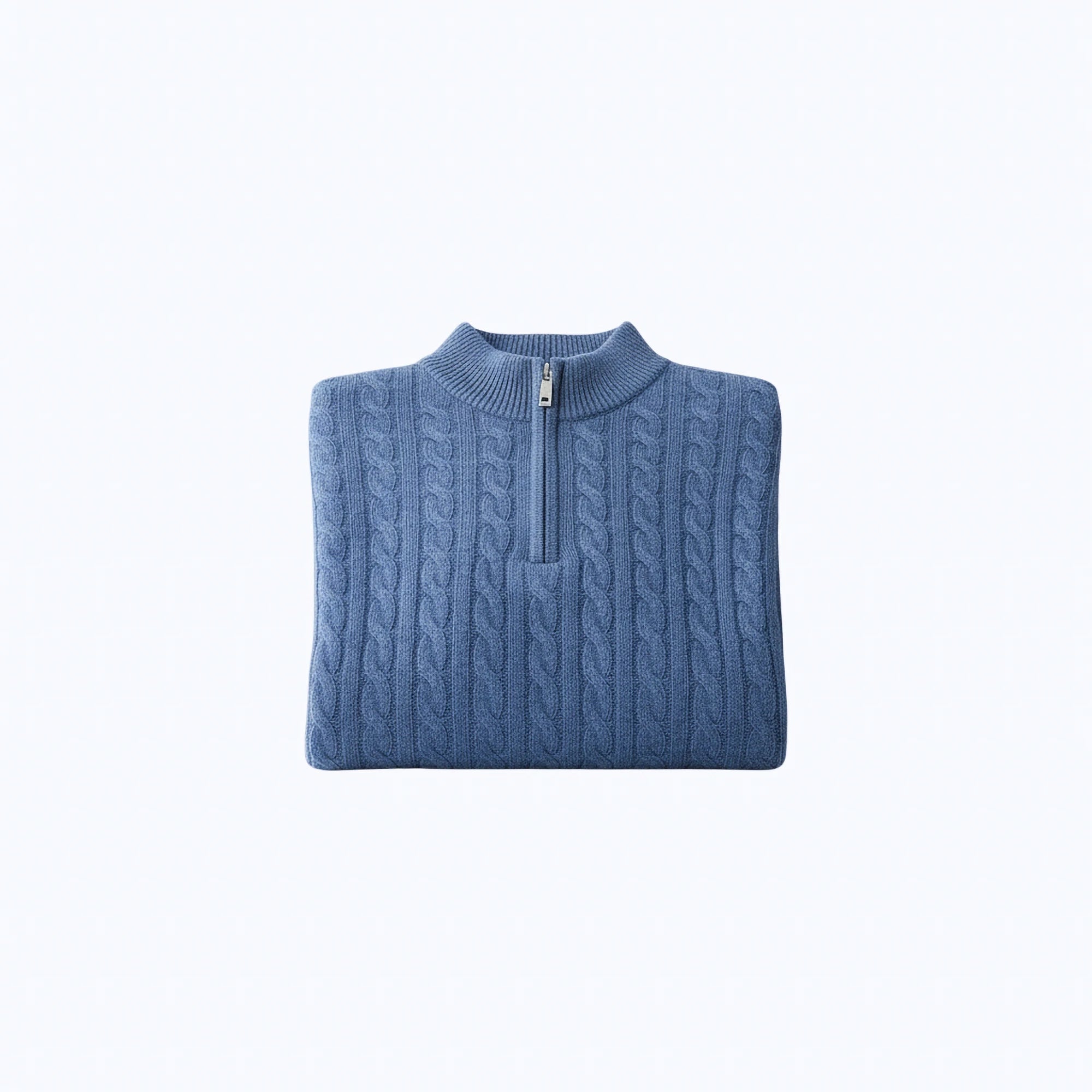 Cable-Knit 100% Wool Quarter-Zip Jumper