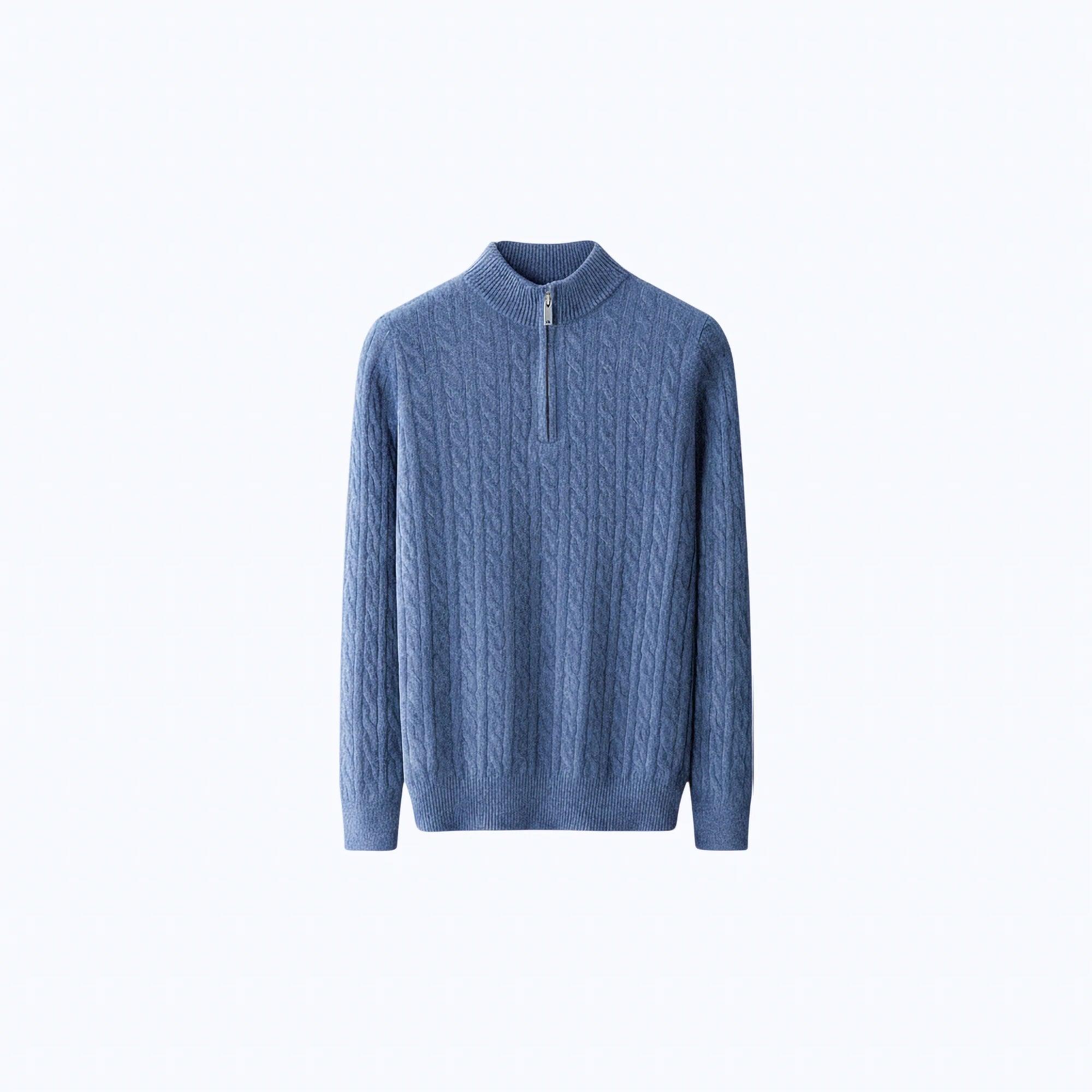 Cable-Knit 100% Wool Quarter-Zip Jumper