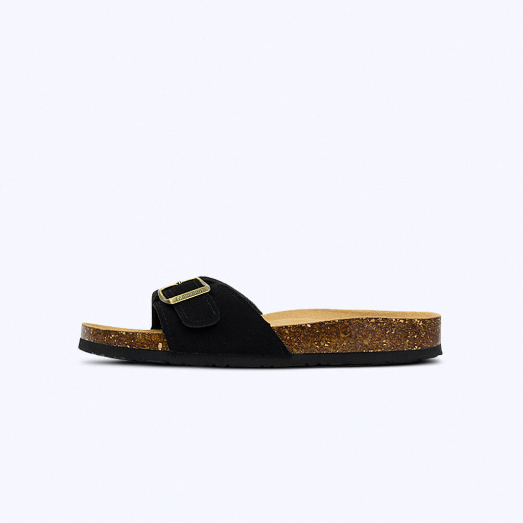 Suede Single-Buckle Sandals