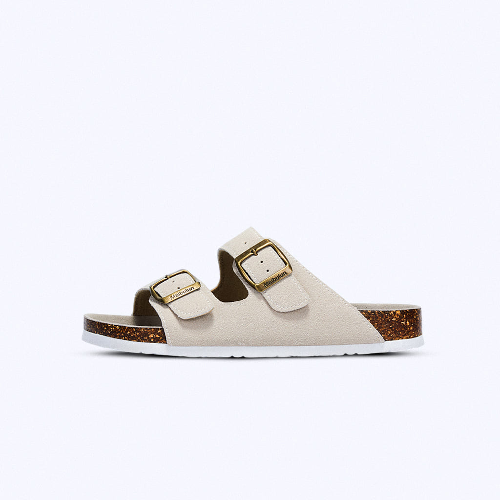 Suede Double-Buckle Sandals