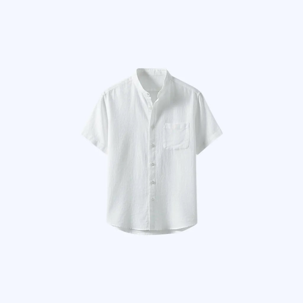Camisa 100% Linho Gola Padre Manga Curta