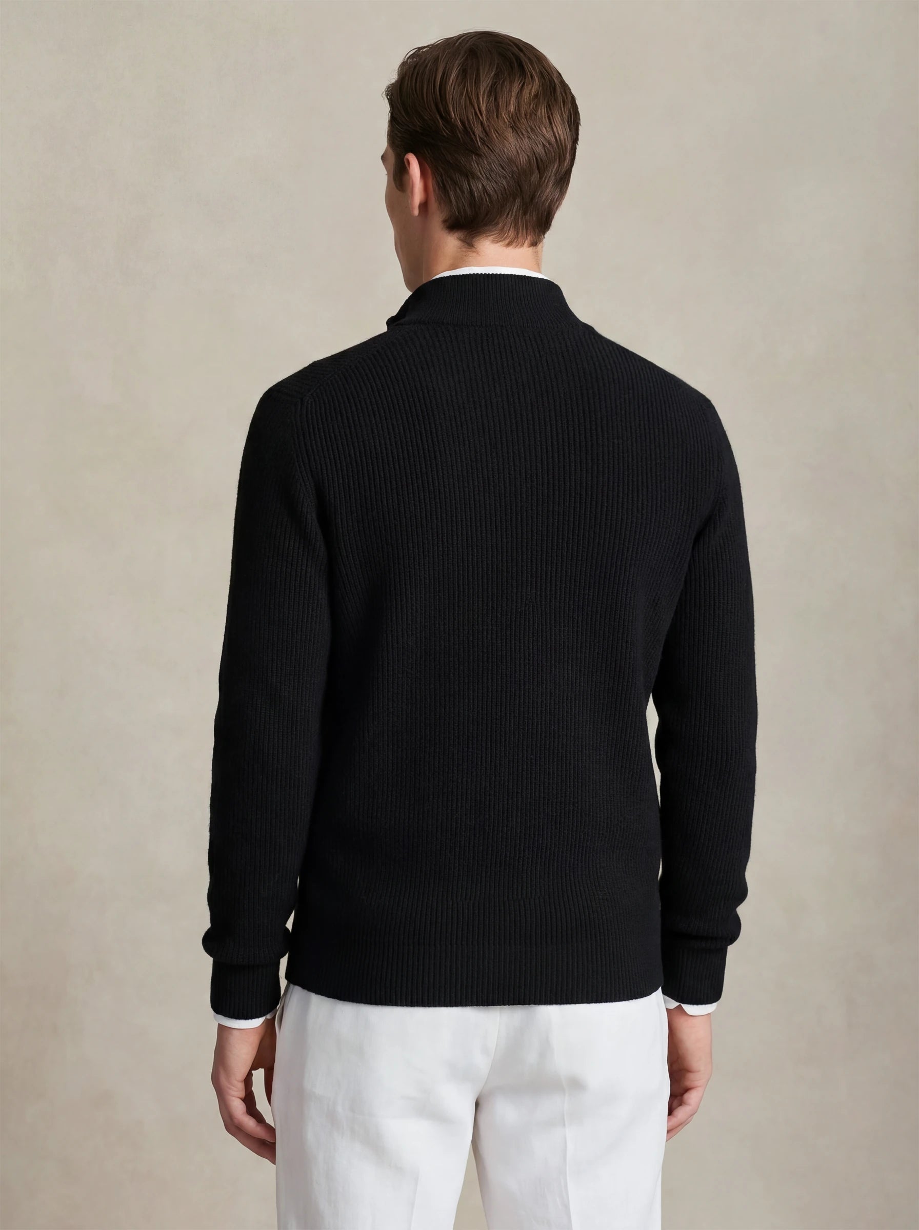 Cashmere Zip-Up Cardigan Black