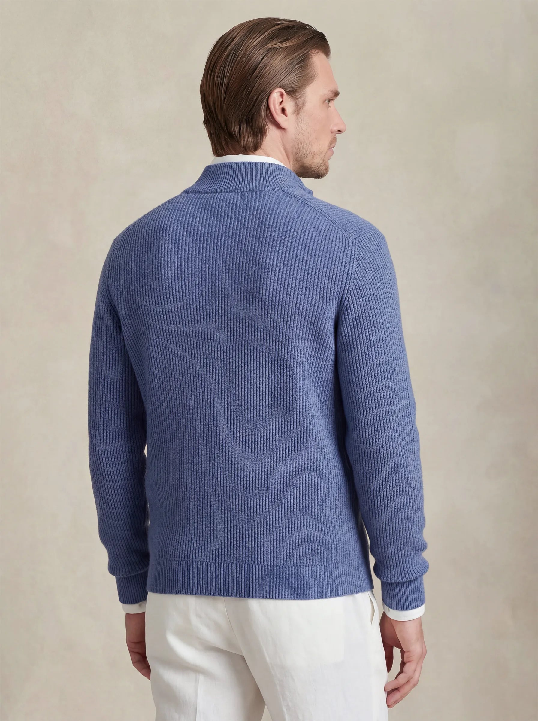 Cashmere Zip-Up Cardigan Light Blue