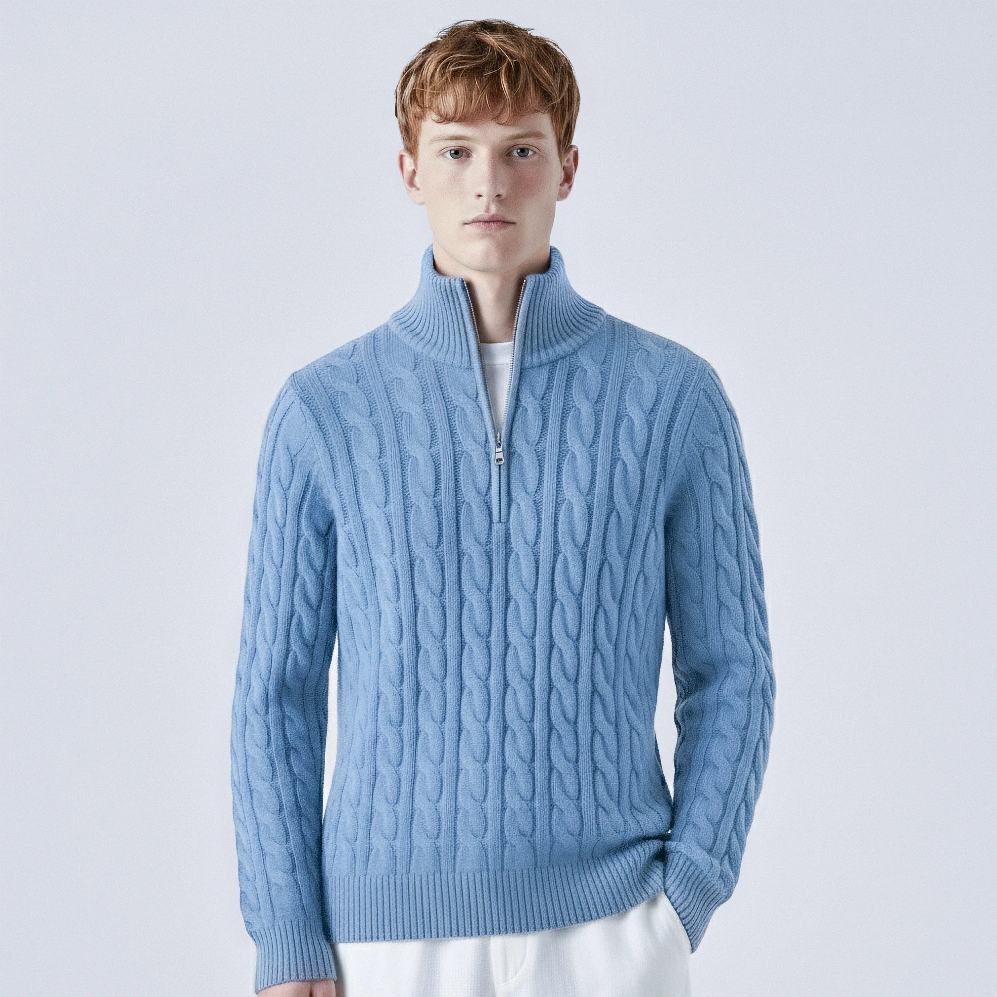 Cable-Knit Cotton Quarter-Zip Jumper