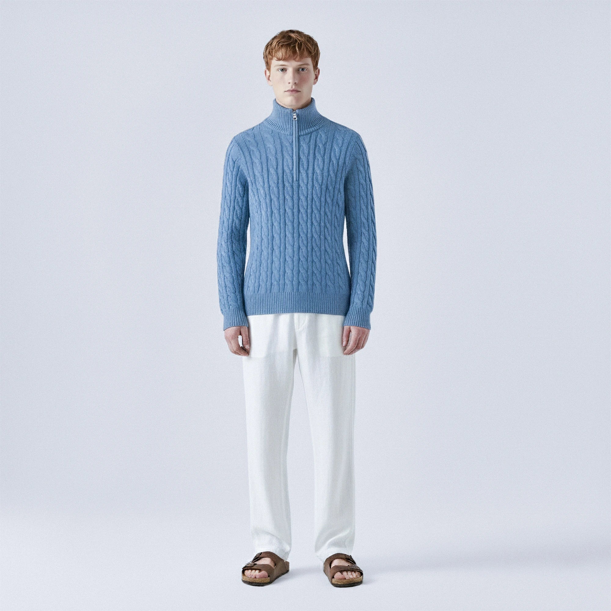 Cable-Knit Cotton Quarter-Zip Jumper