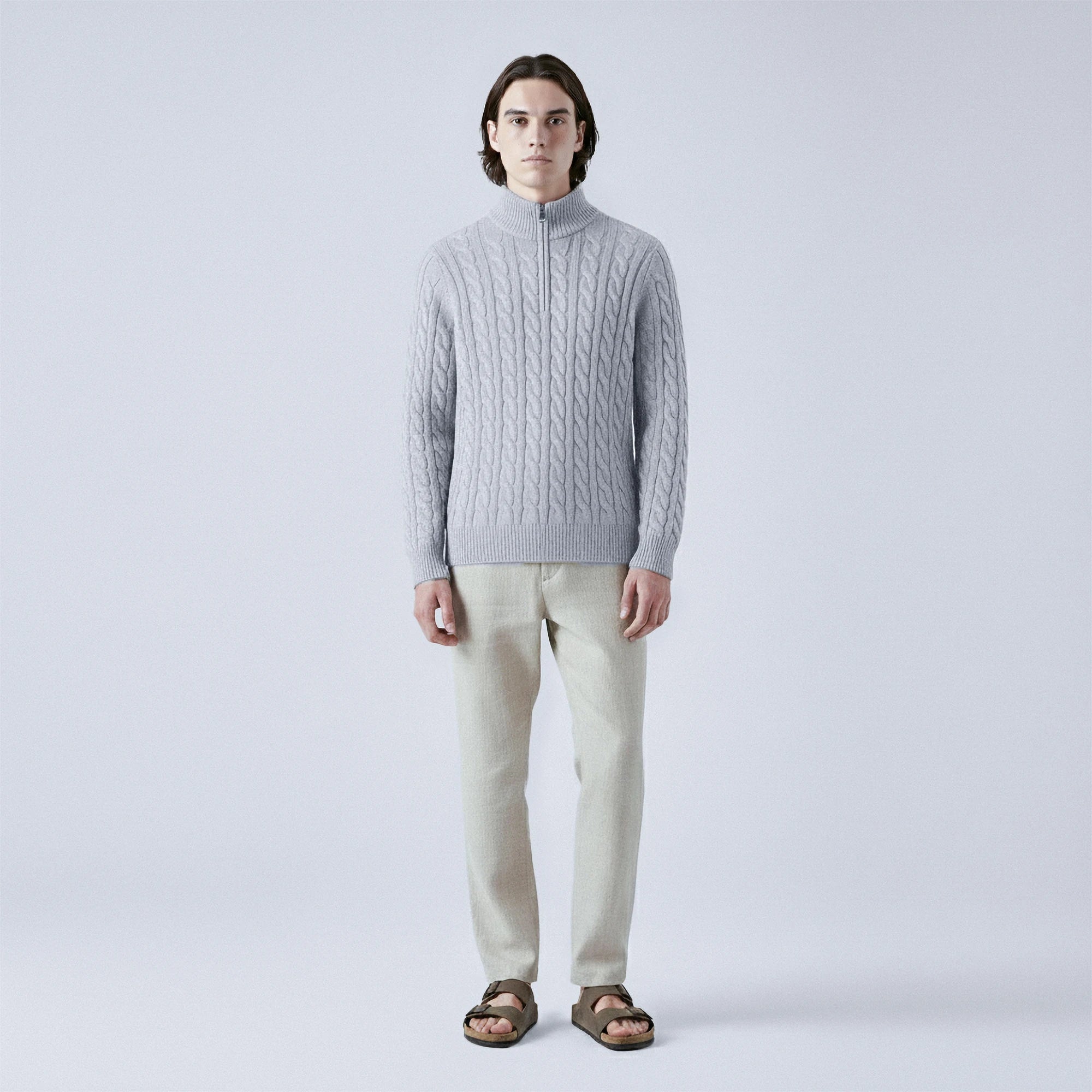Cable-Knit Cotton Quarter-Zip Jumper