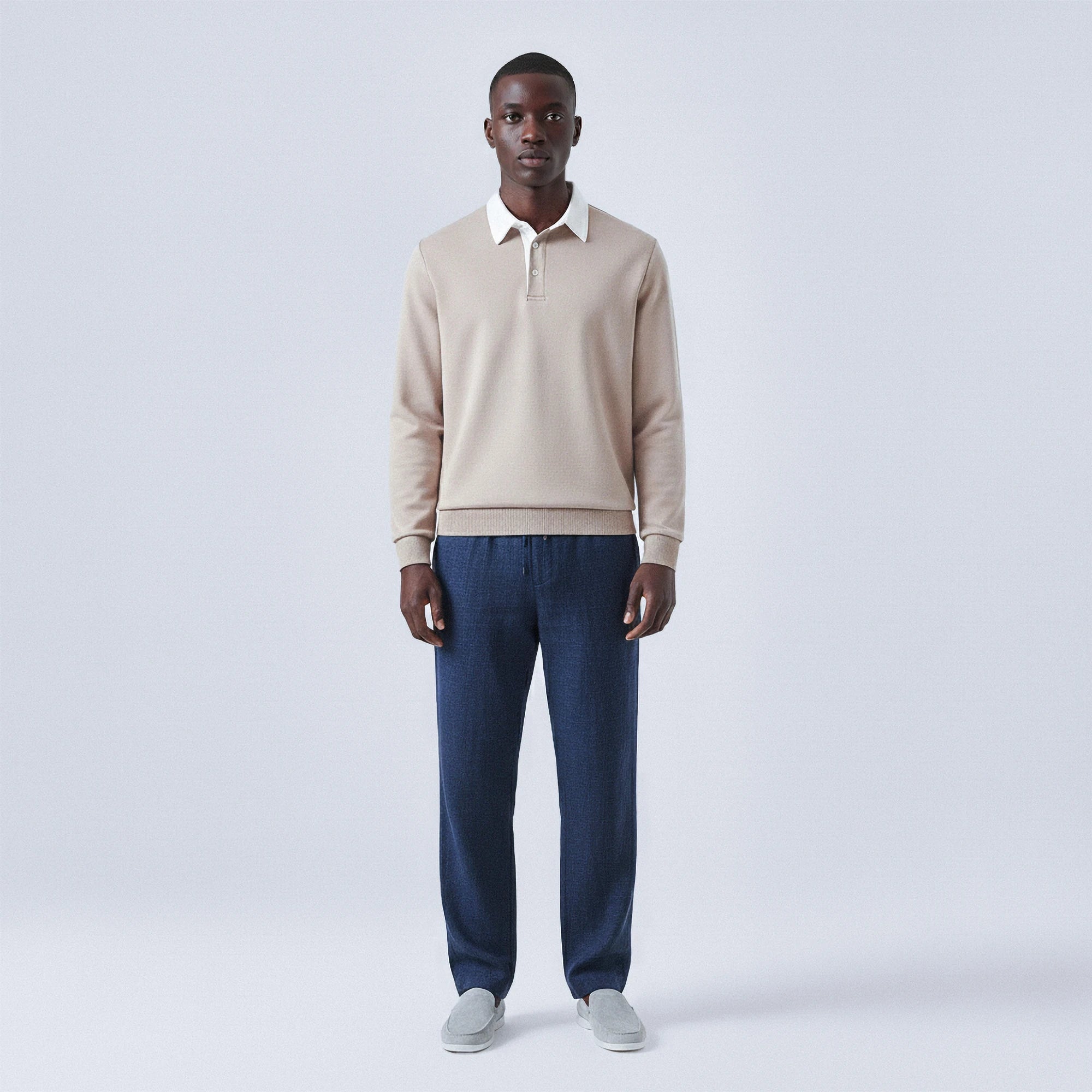 Polo-Collar Cotton Jumper