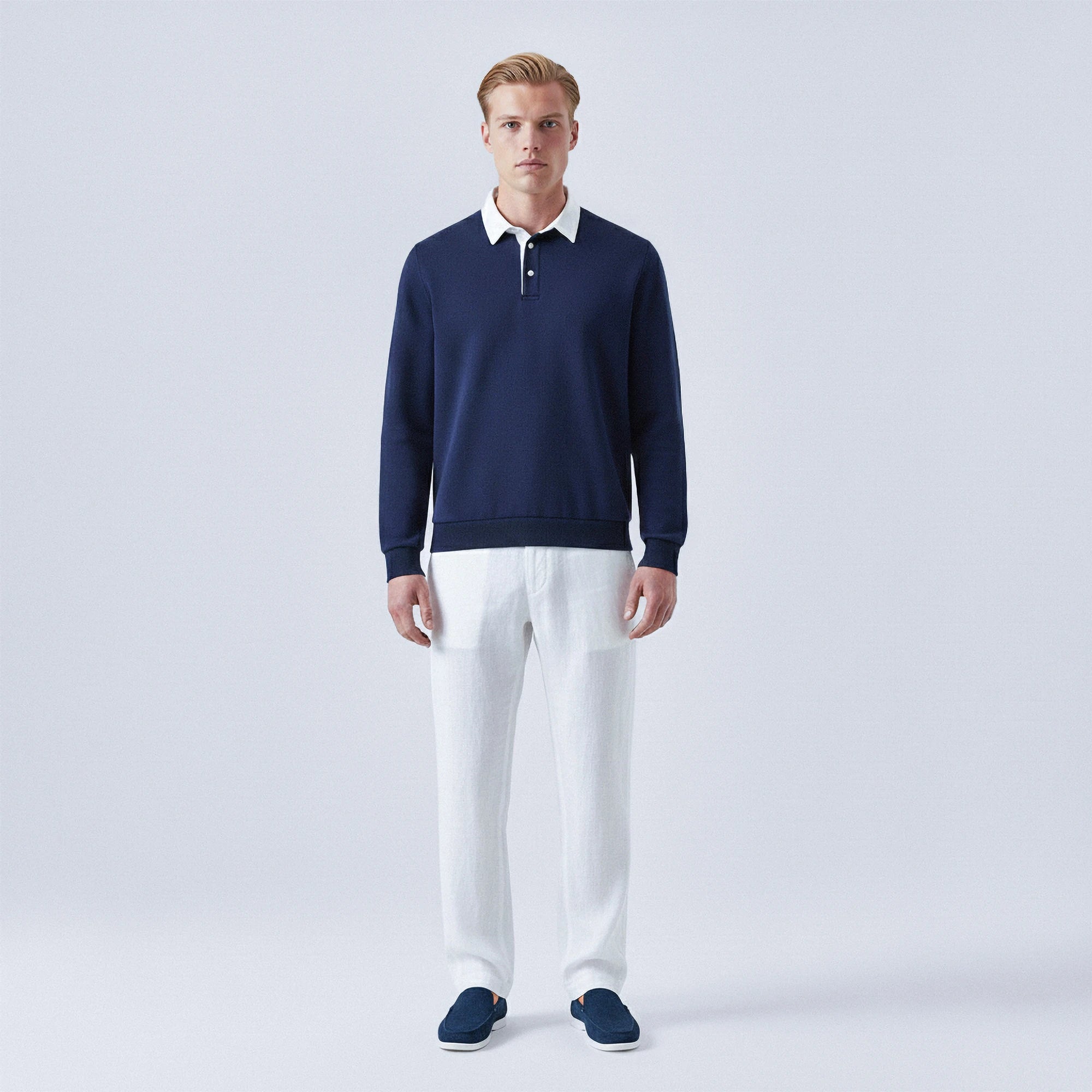 Polo-Collar Cotton Jumper
