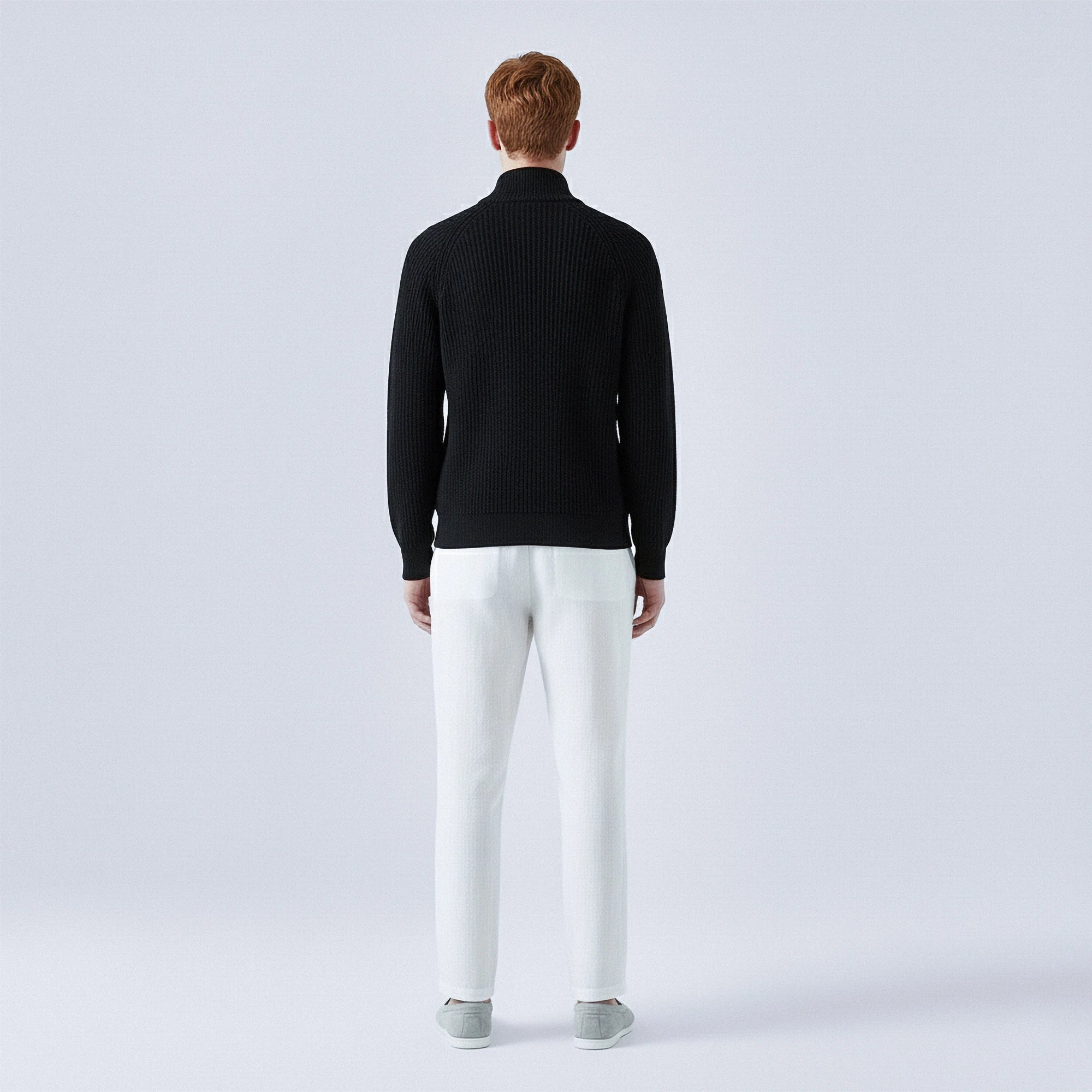 Rib-Knit Cotton Zip-Up Cardigan