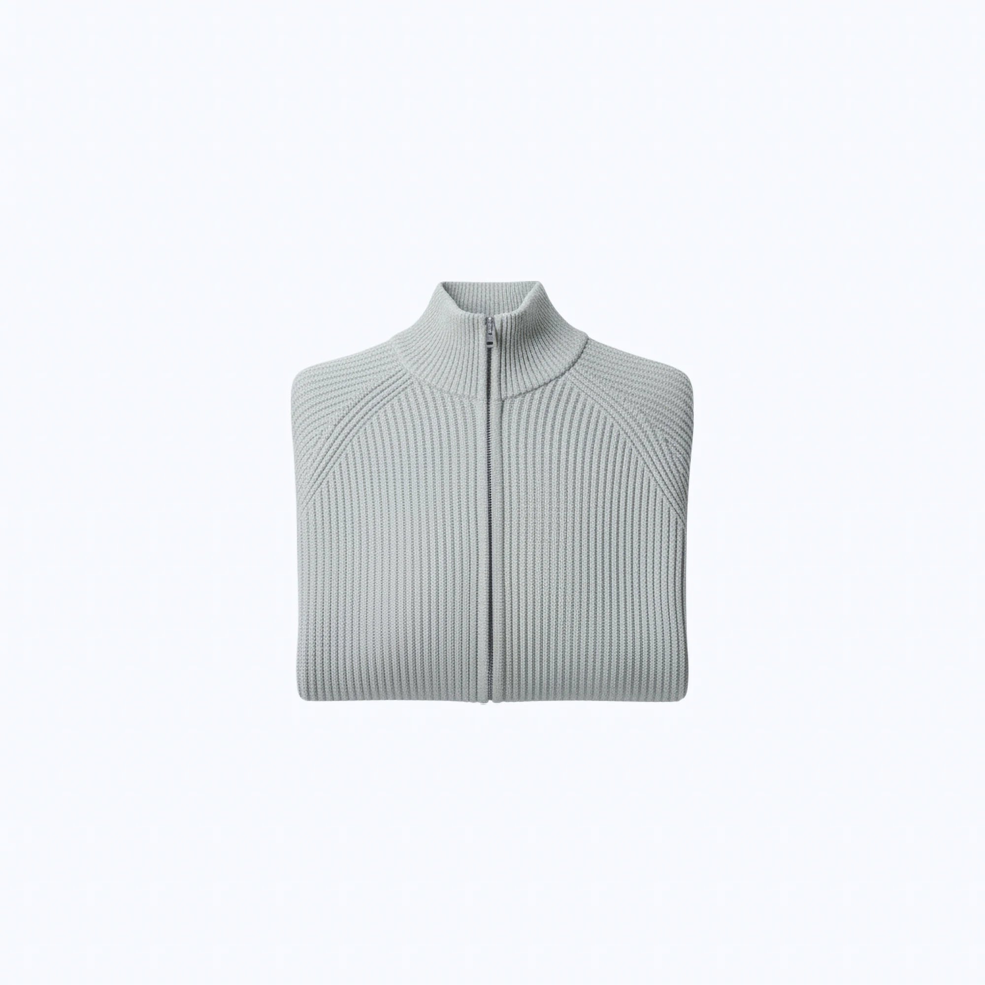 Rib-Knit Cotton Zip-Up Cardigan