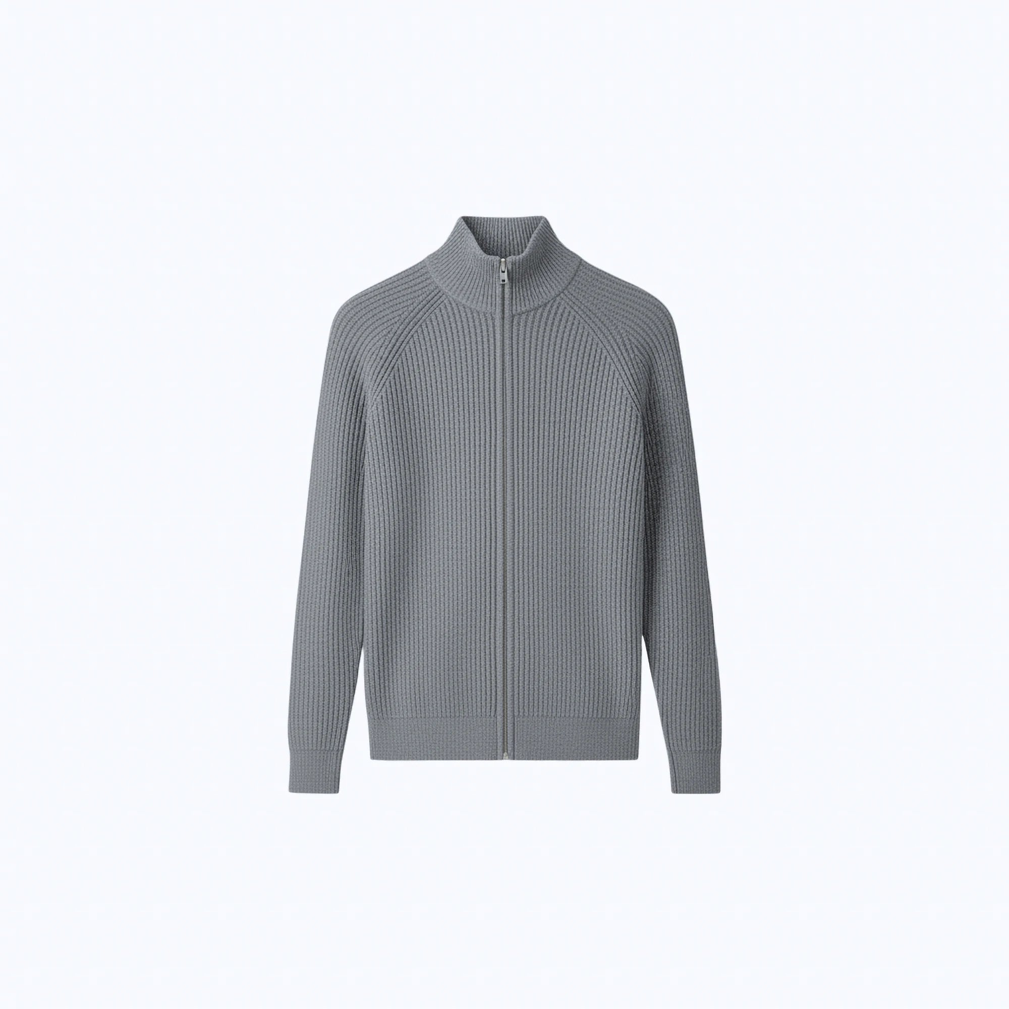 Rib-Knit Cotton Zip-Up Cardigan