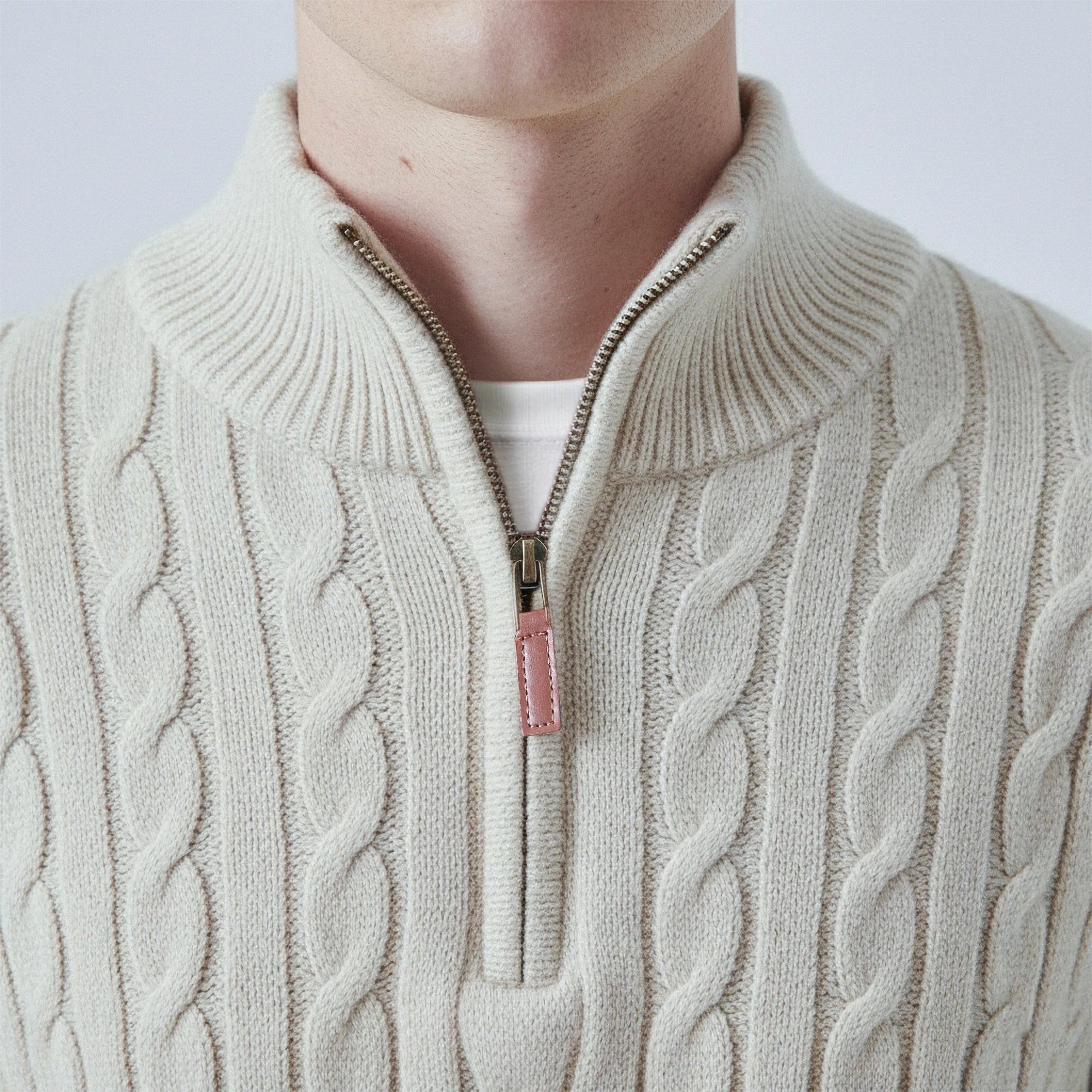 Cable-Knit Wool Quarter-Zip Jumper