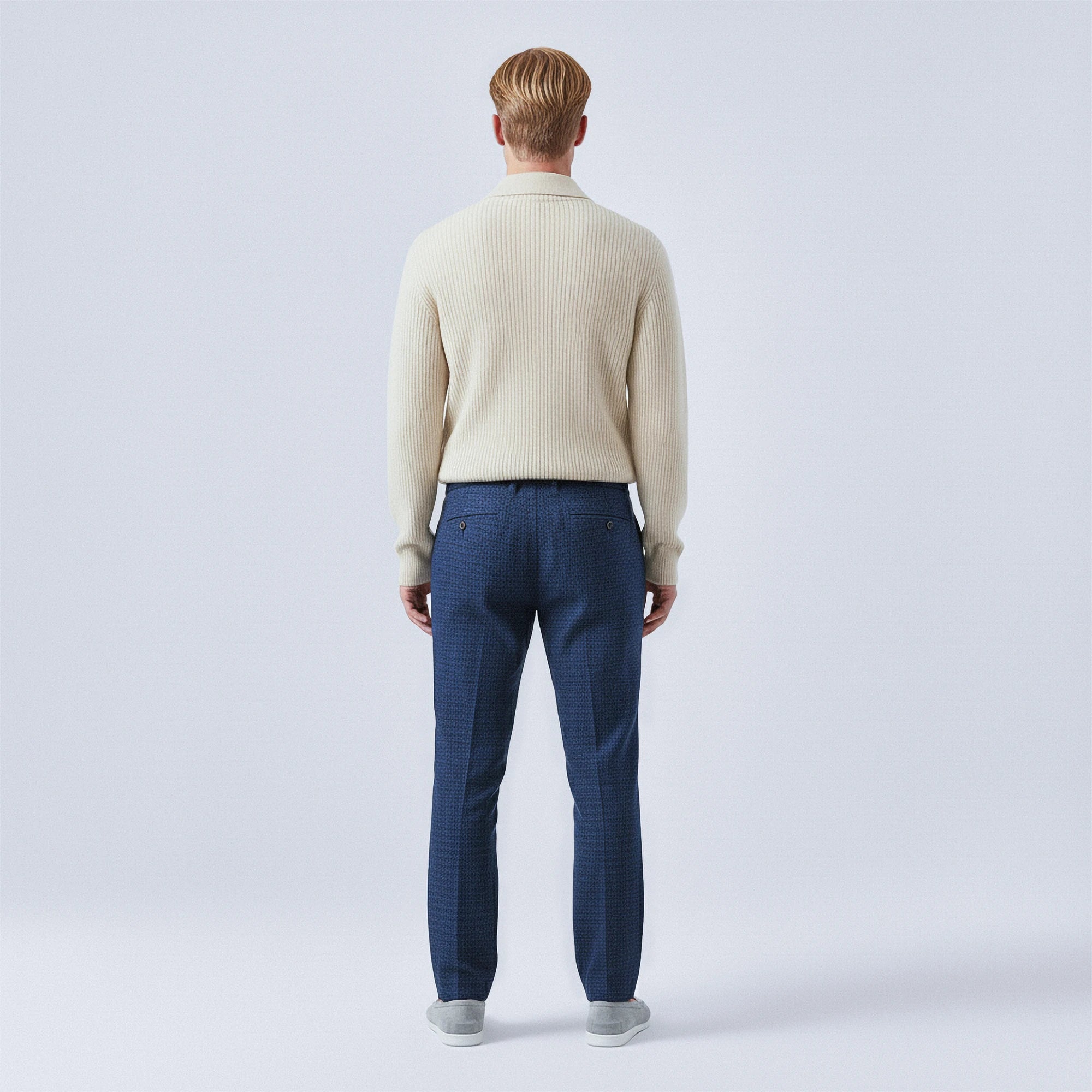 Rib-Knit Wool Polo-Collar Cardigan