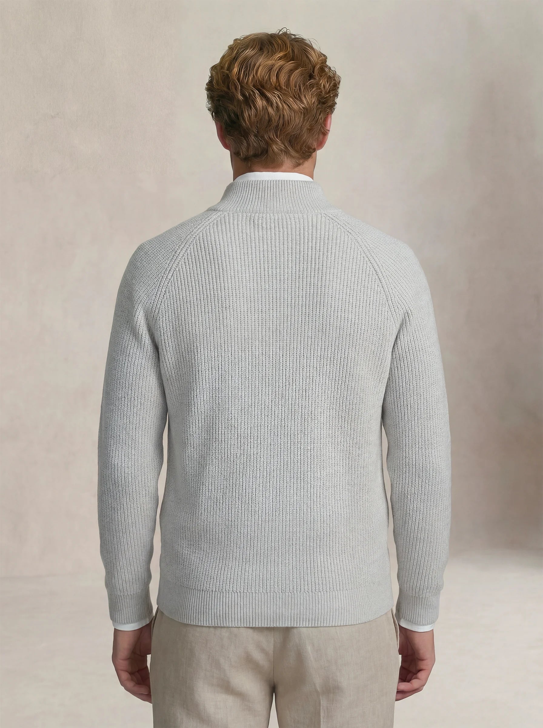 Zip-Up Cardigan Light Grey