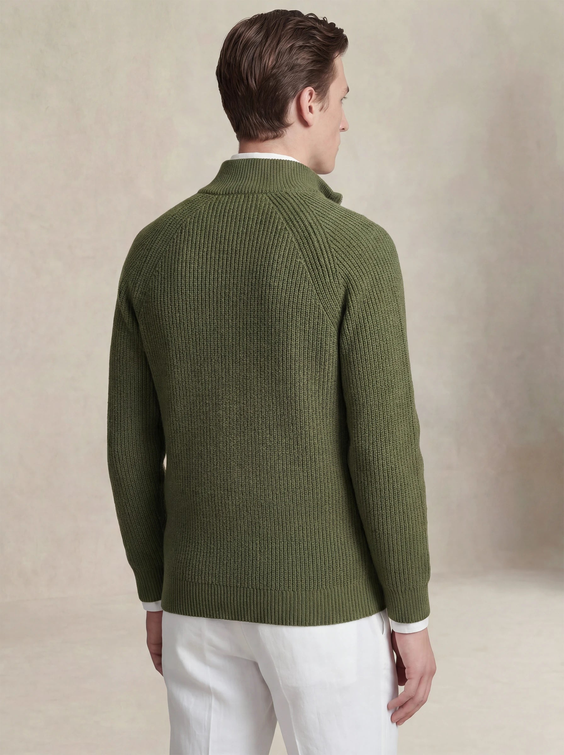 Zip-Up Cardigan Moss
