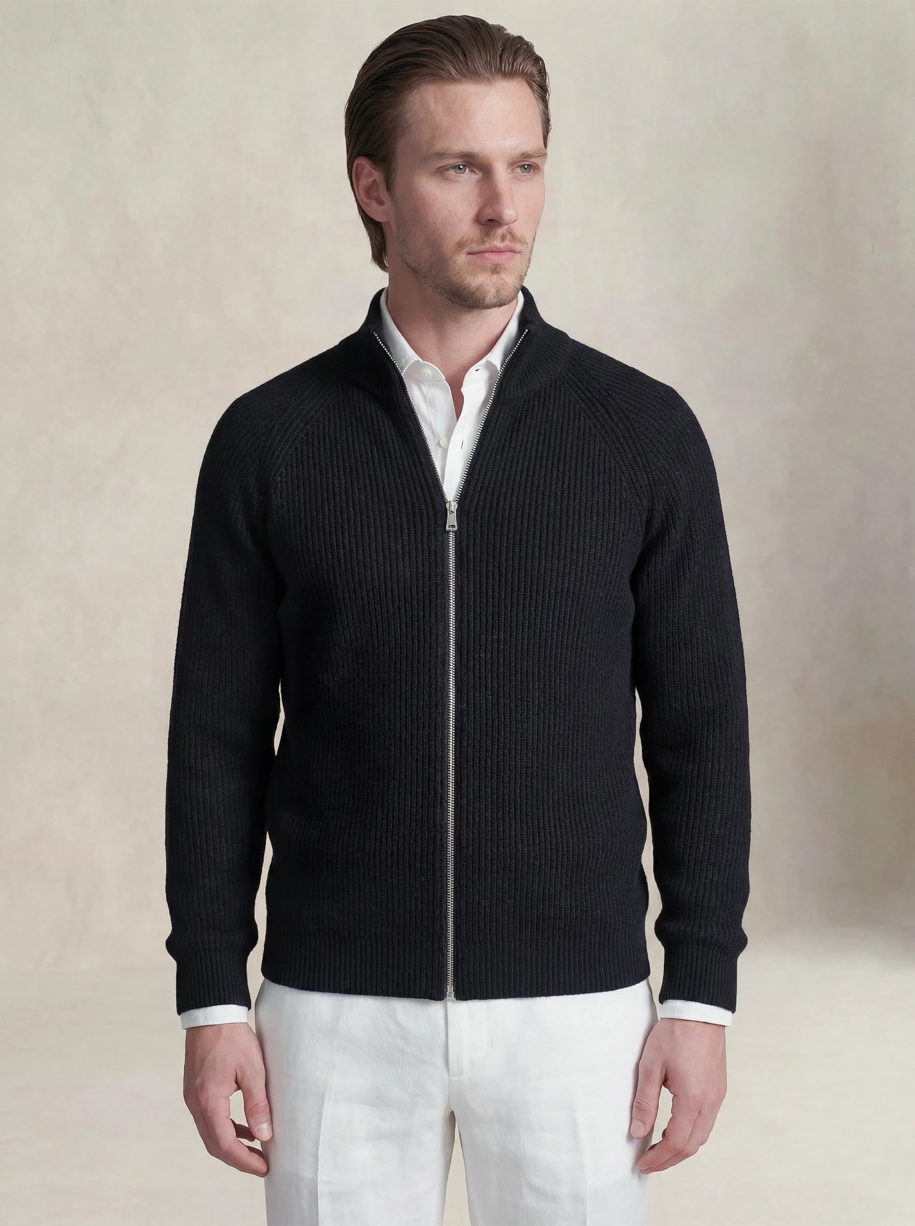 Zip-Up Cardigan Black