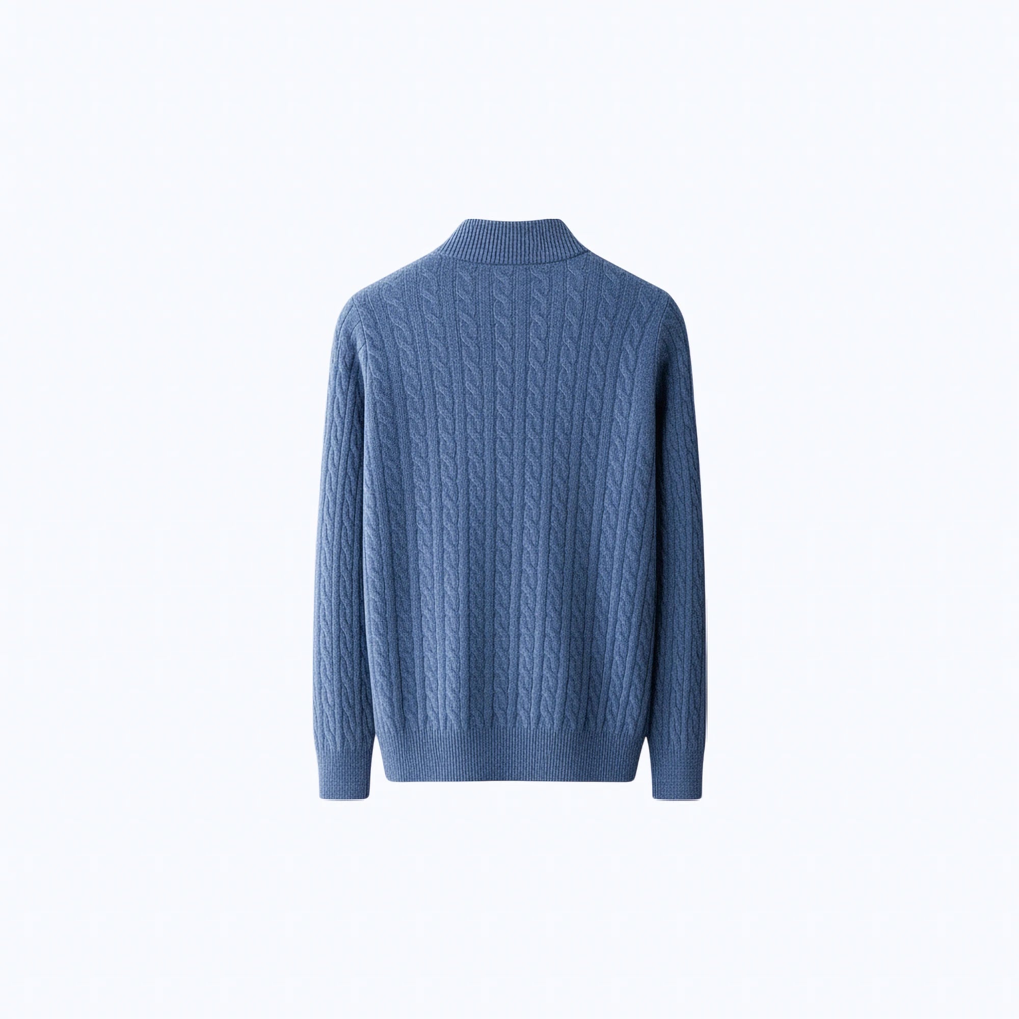 Cable-Knit 100% Wool Quarter-Zip Jumper