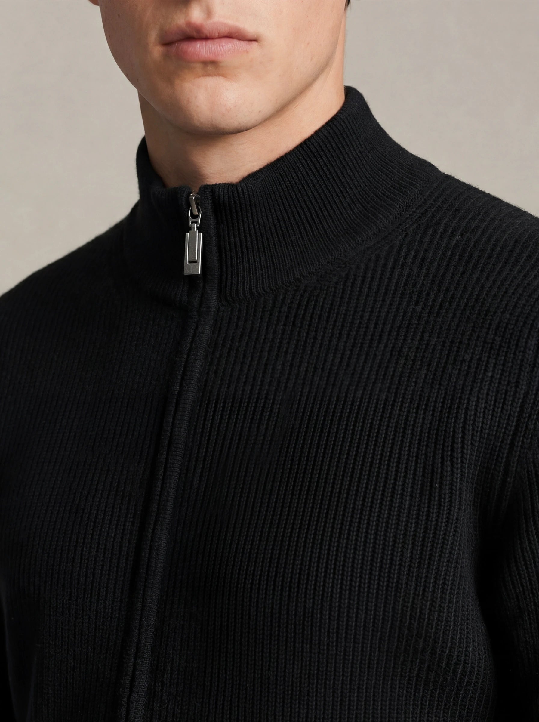 Cashmere Zip-Up Cardigan Black