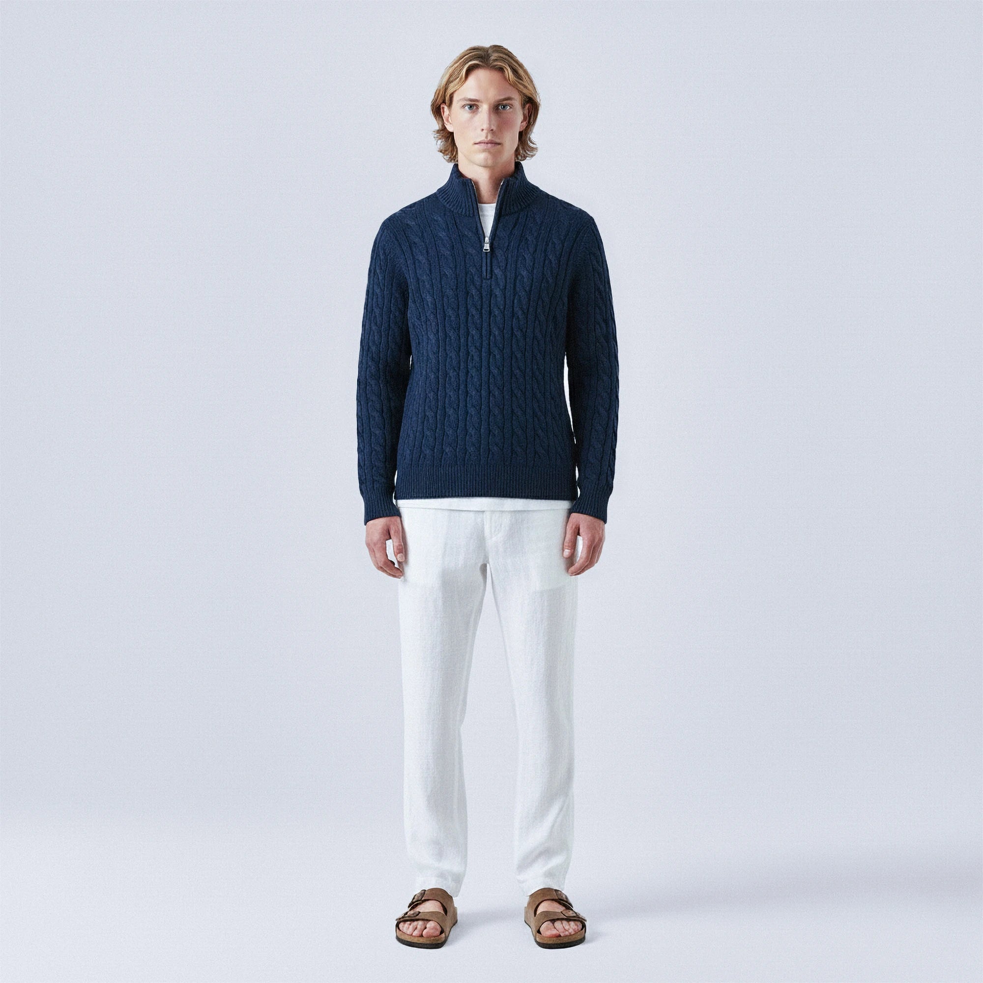Cable-Knit Cotton Quarter-Zip Jumper