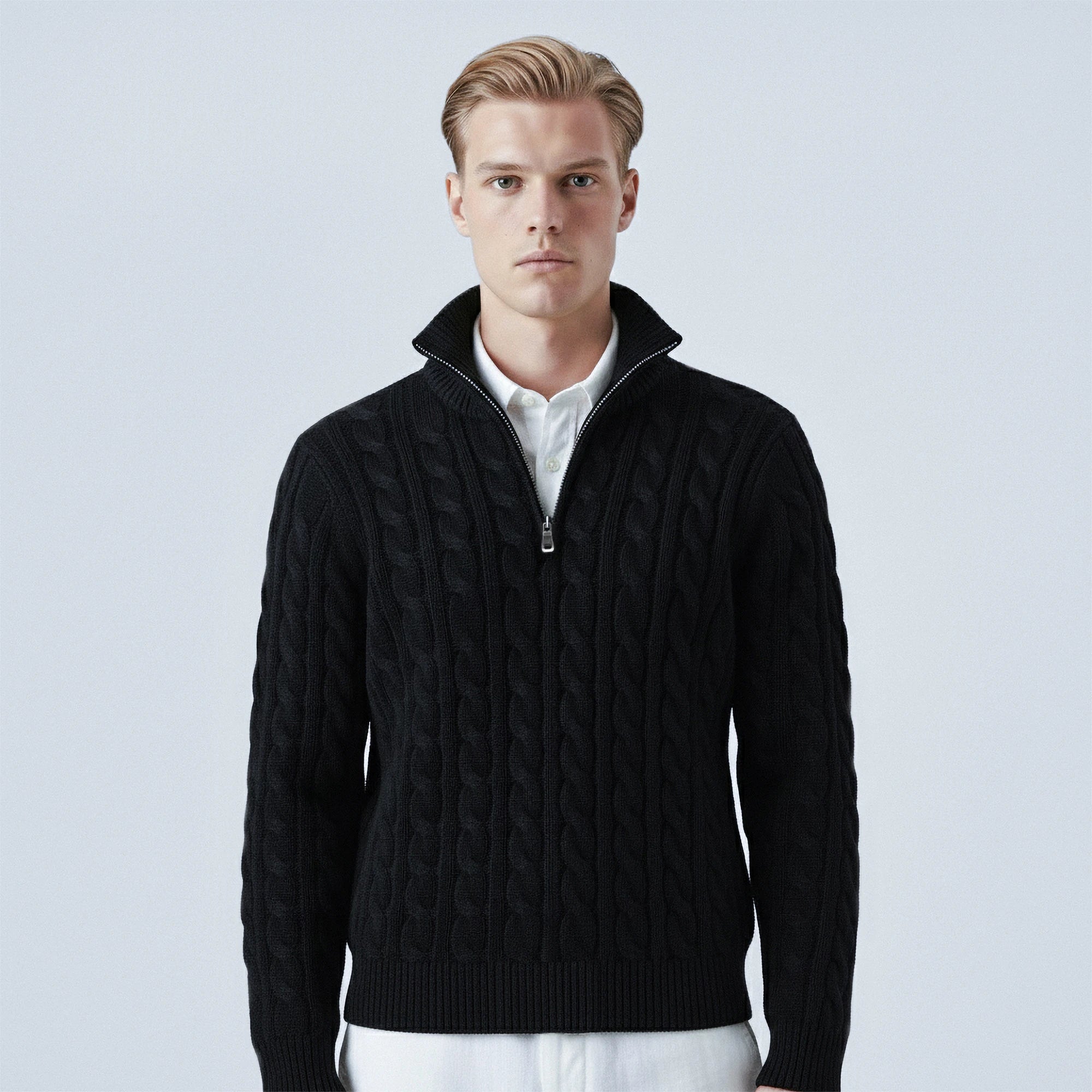 Cable-Knit Cotton Quarter-Zip Jumper