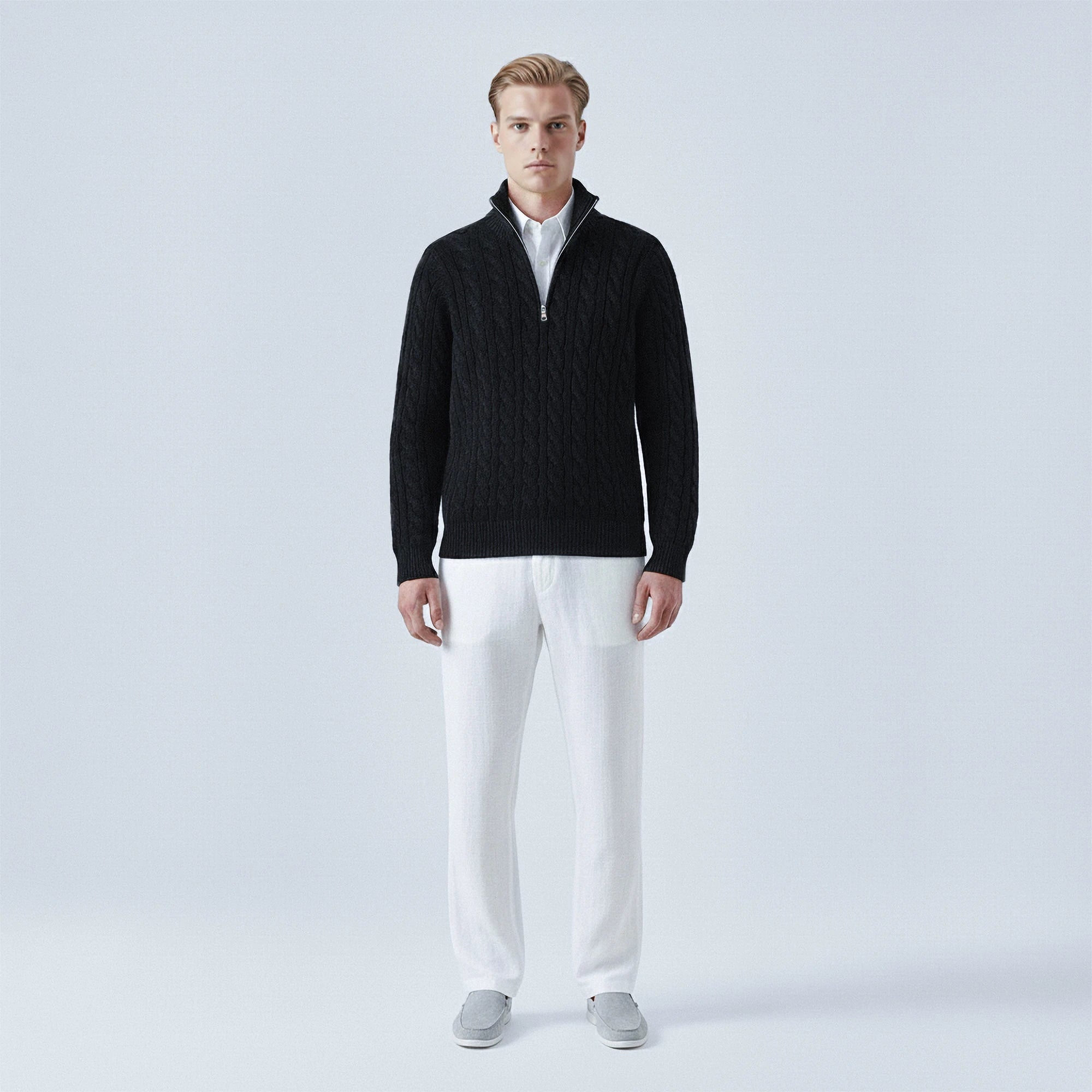 Cable-Knit Cotton Quarter-Zip Jumper