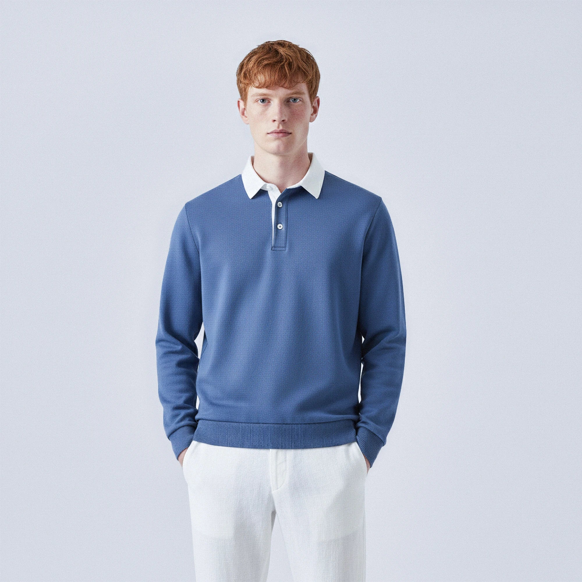 Polo-Collar Cotton Jumper