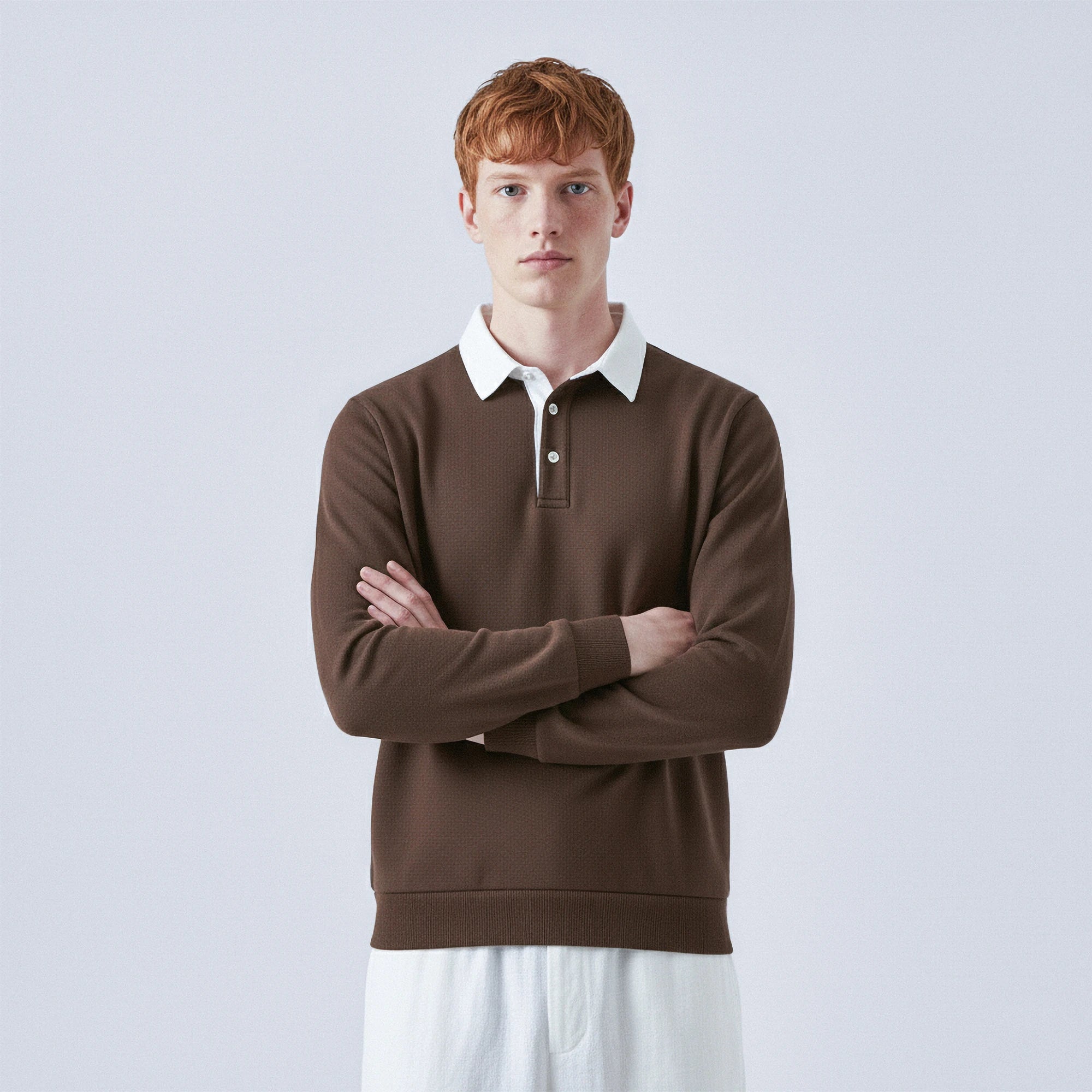 Polo-Collar Cotton Jumper