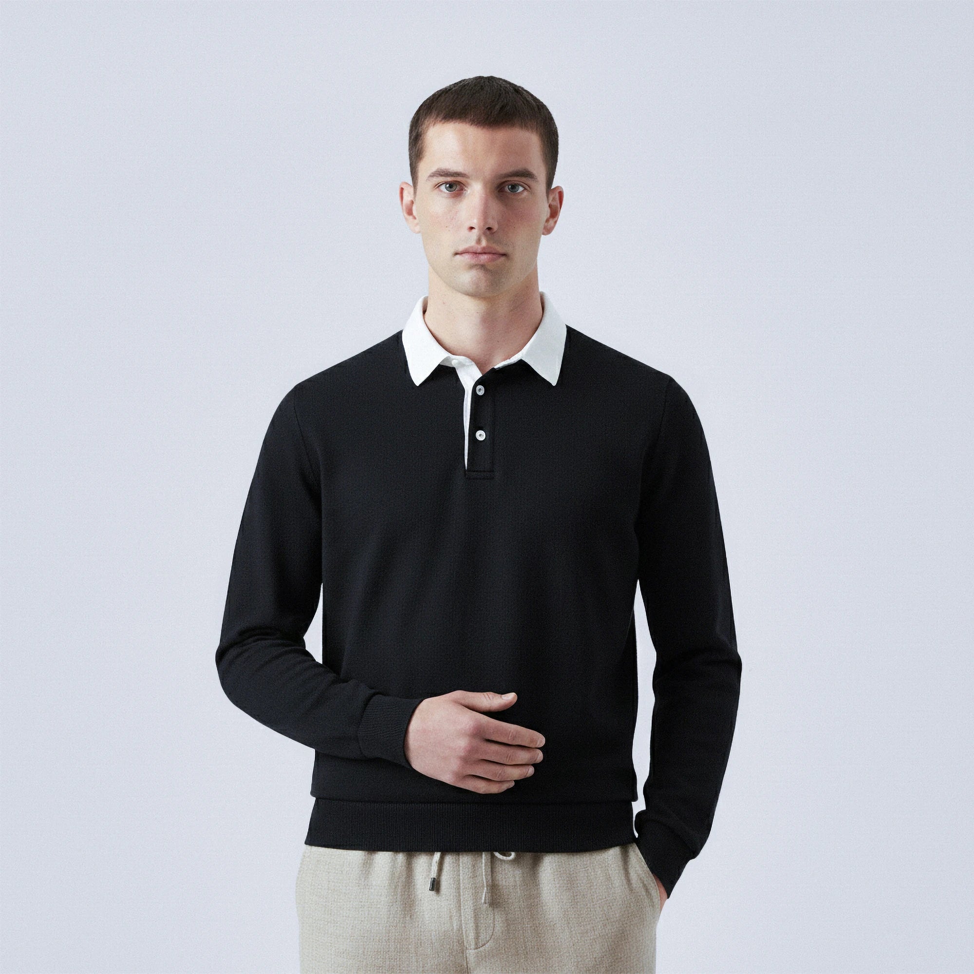 Polo-Collar Cotton Jumper