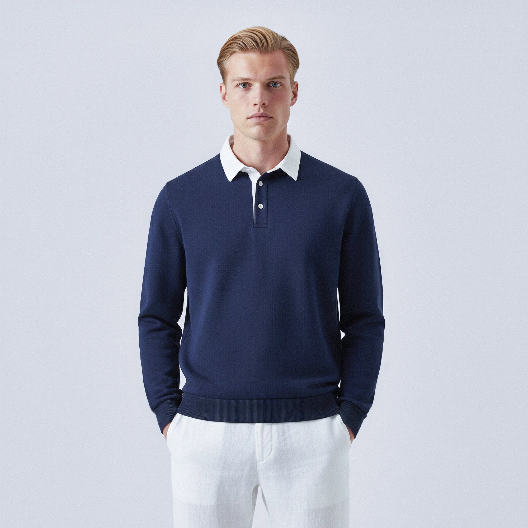 Polo-Collar Cotton Jumper
