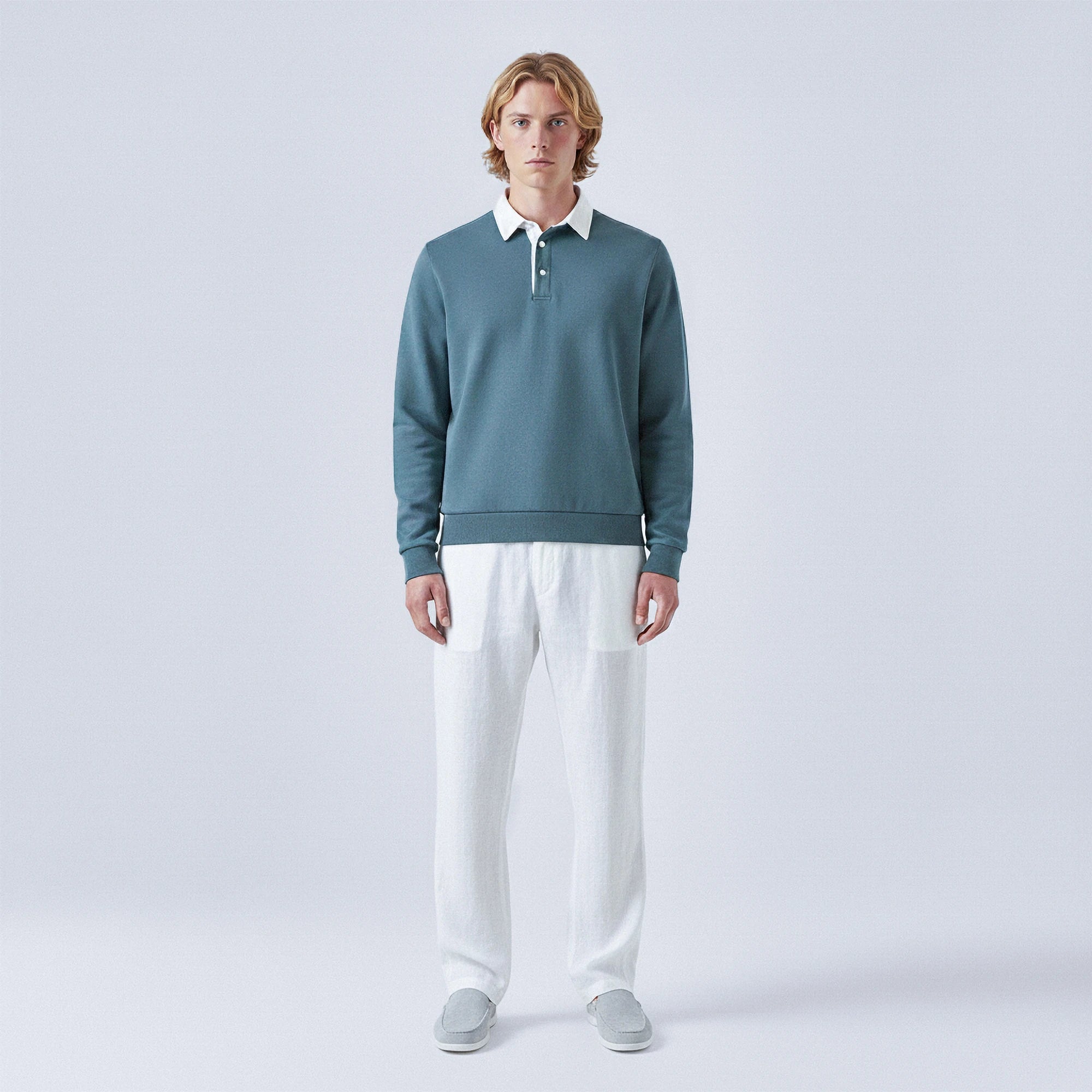 Polo-Collar Cotton Jumper