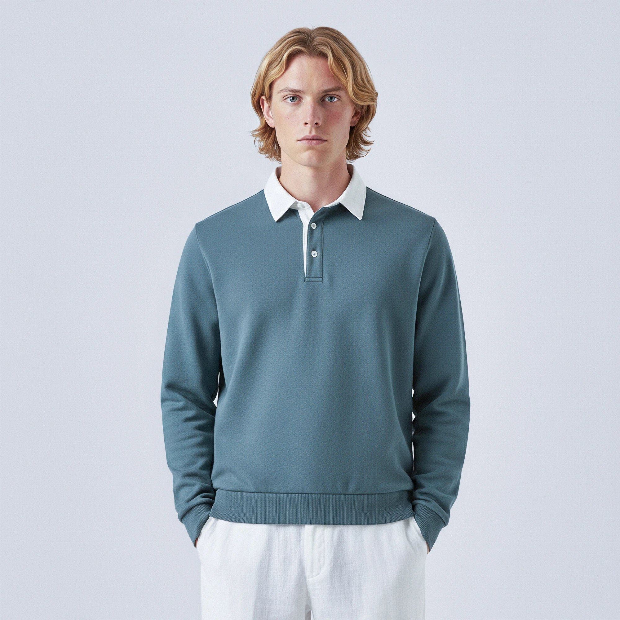 Polo-Collar Cotton Jumper