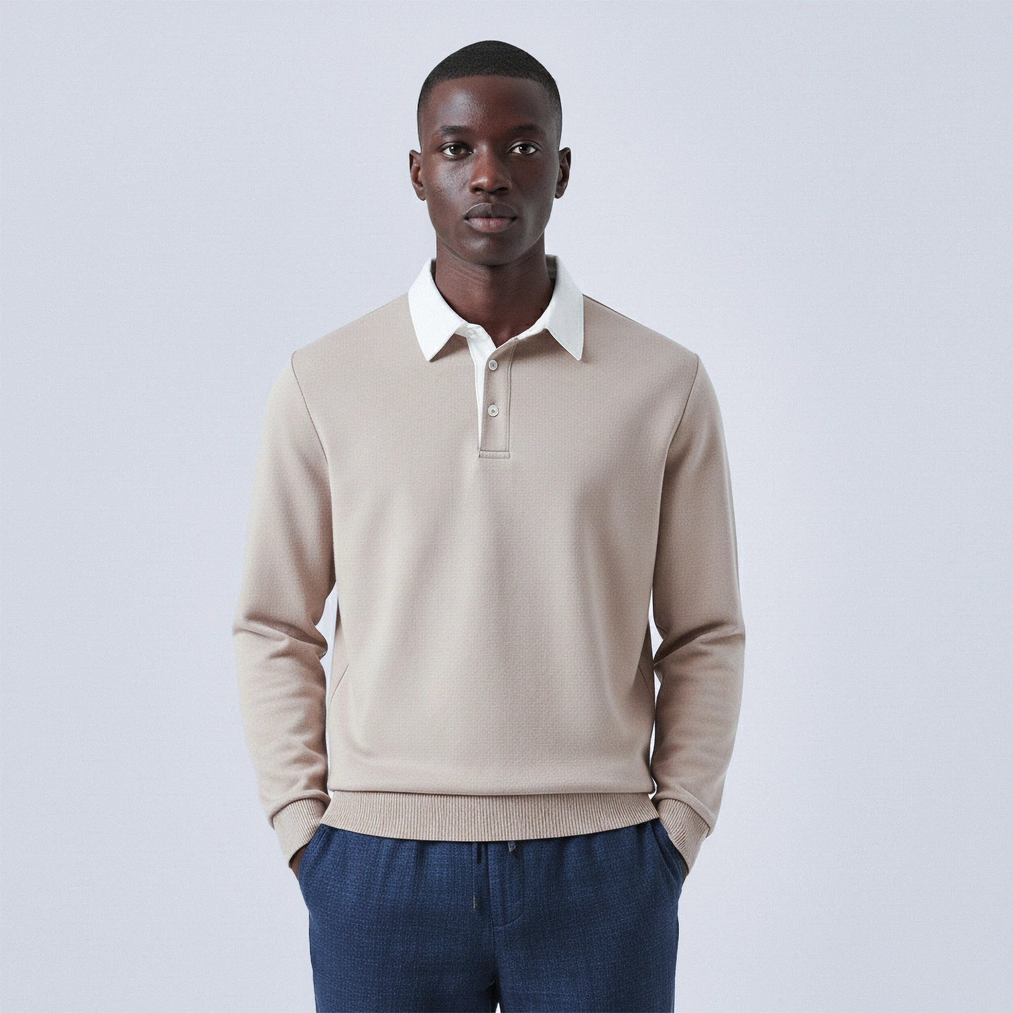 Polo-Collar Cotton Jumper