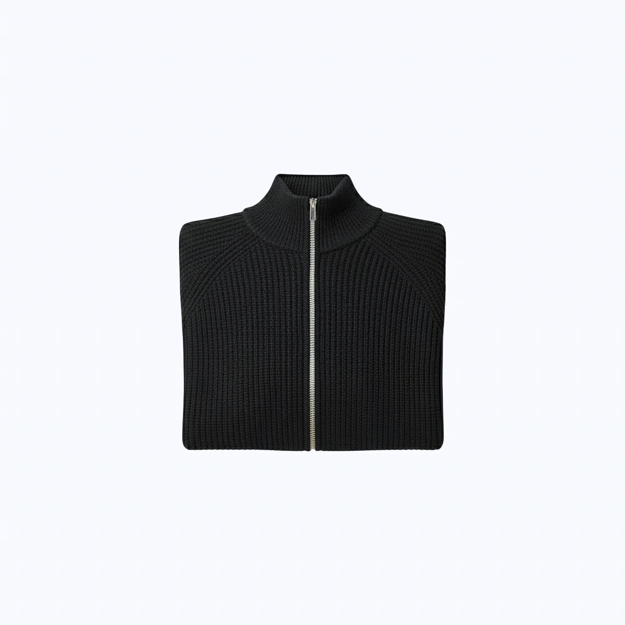 Rib-Knit Cotton Zip-Up Cardigan