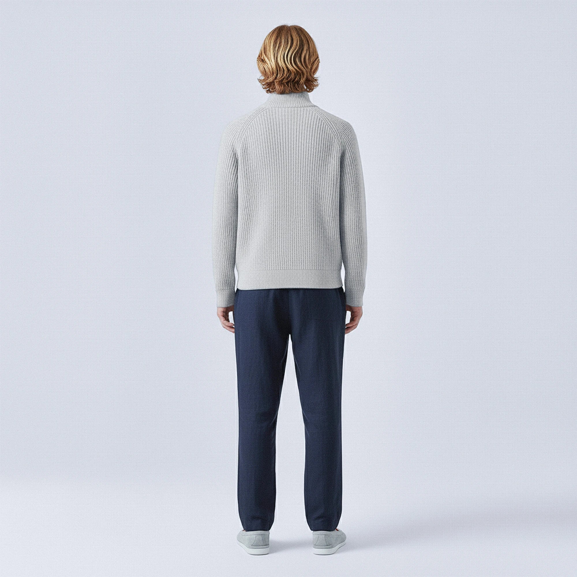 Rib-Knit Cotton Zip-Up Cardigan