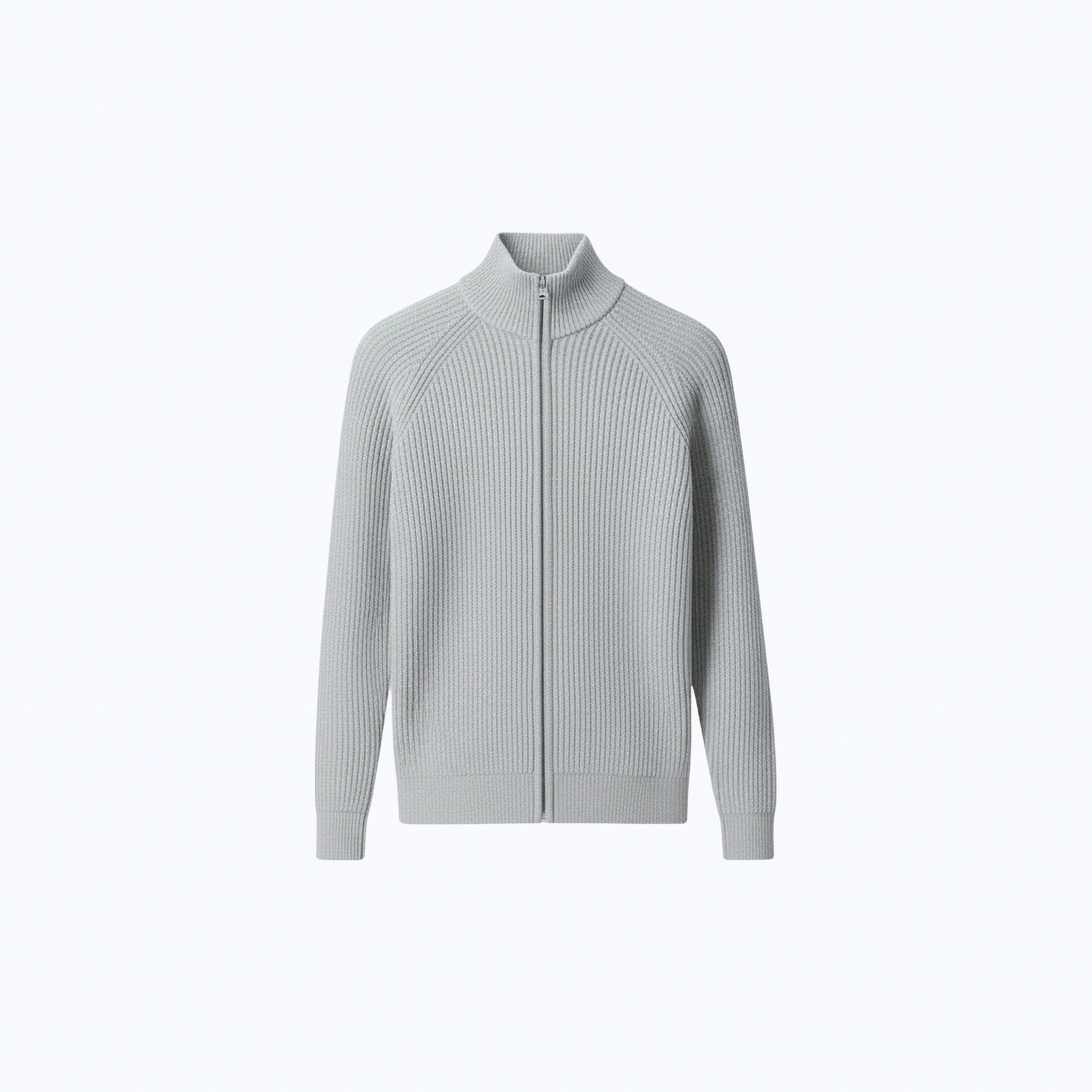 Rib-Knit Cotton Zip-Up Cardigan