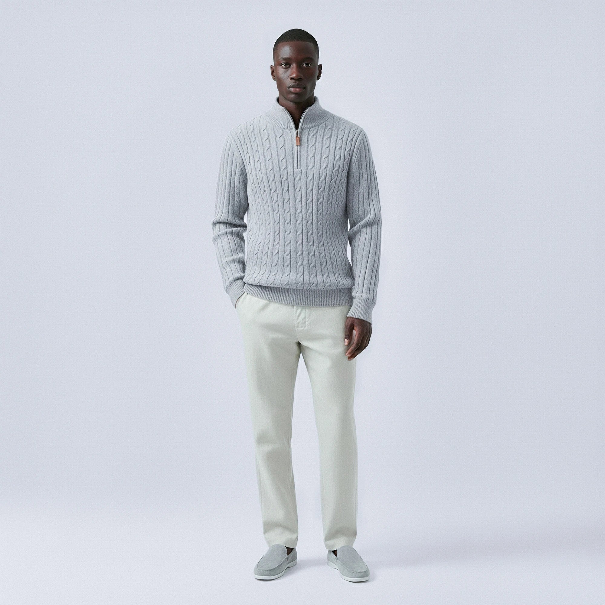 Cable-Knit Wool Quarter-Zip Jumper