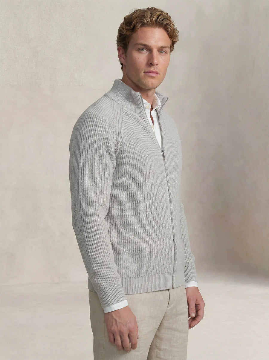 Zip-Up Cardigan Light Grey