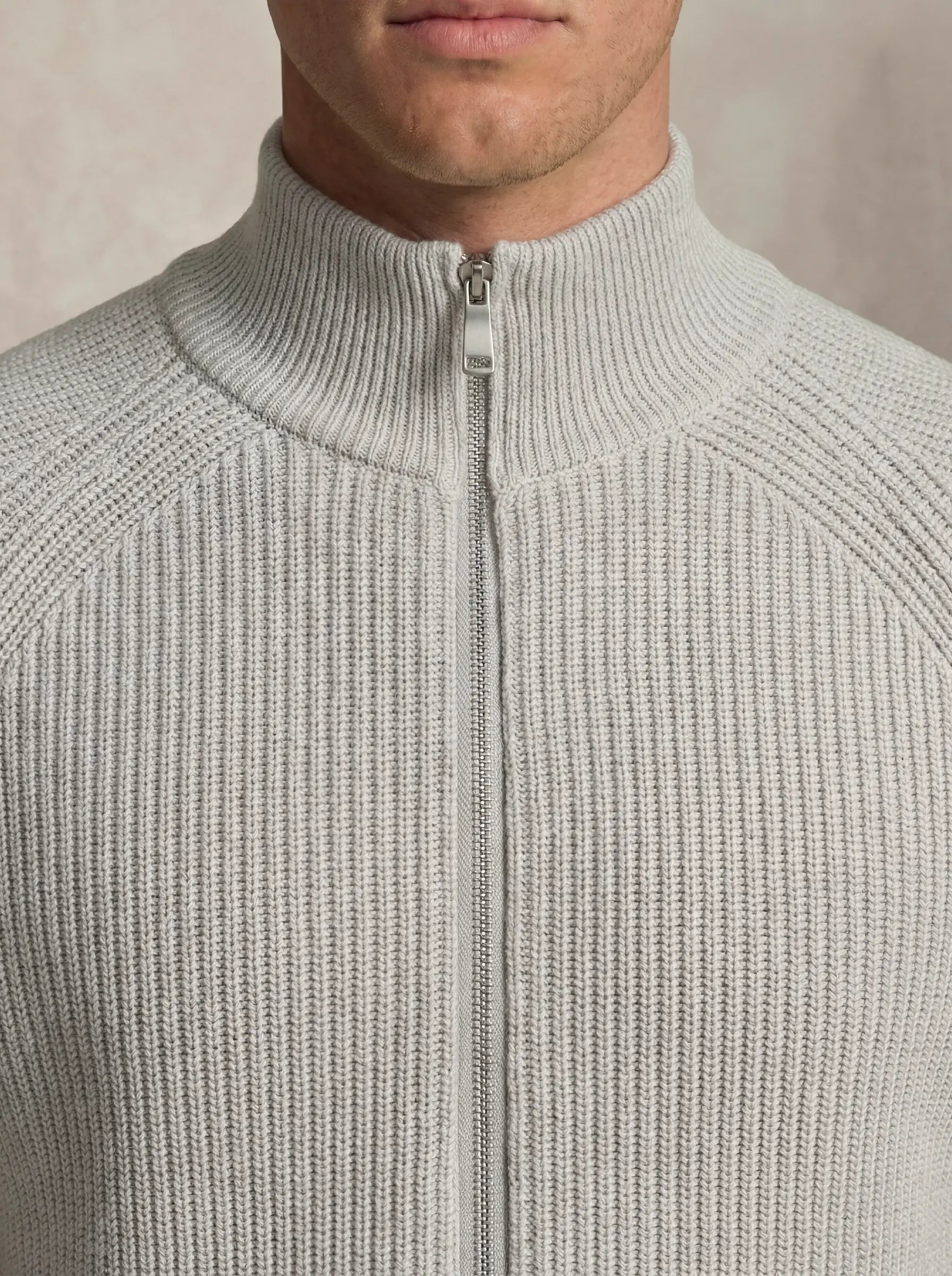 Zip-Up Cardigan Light Grey