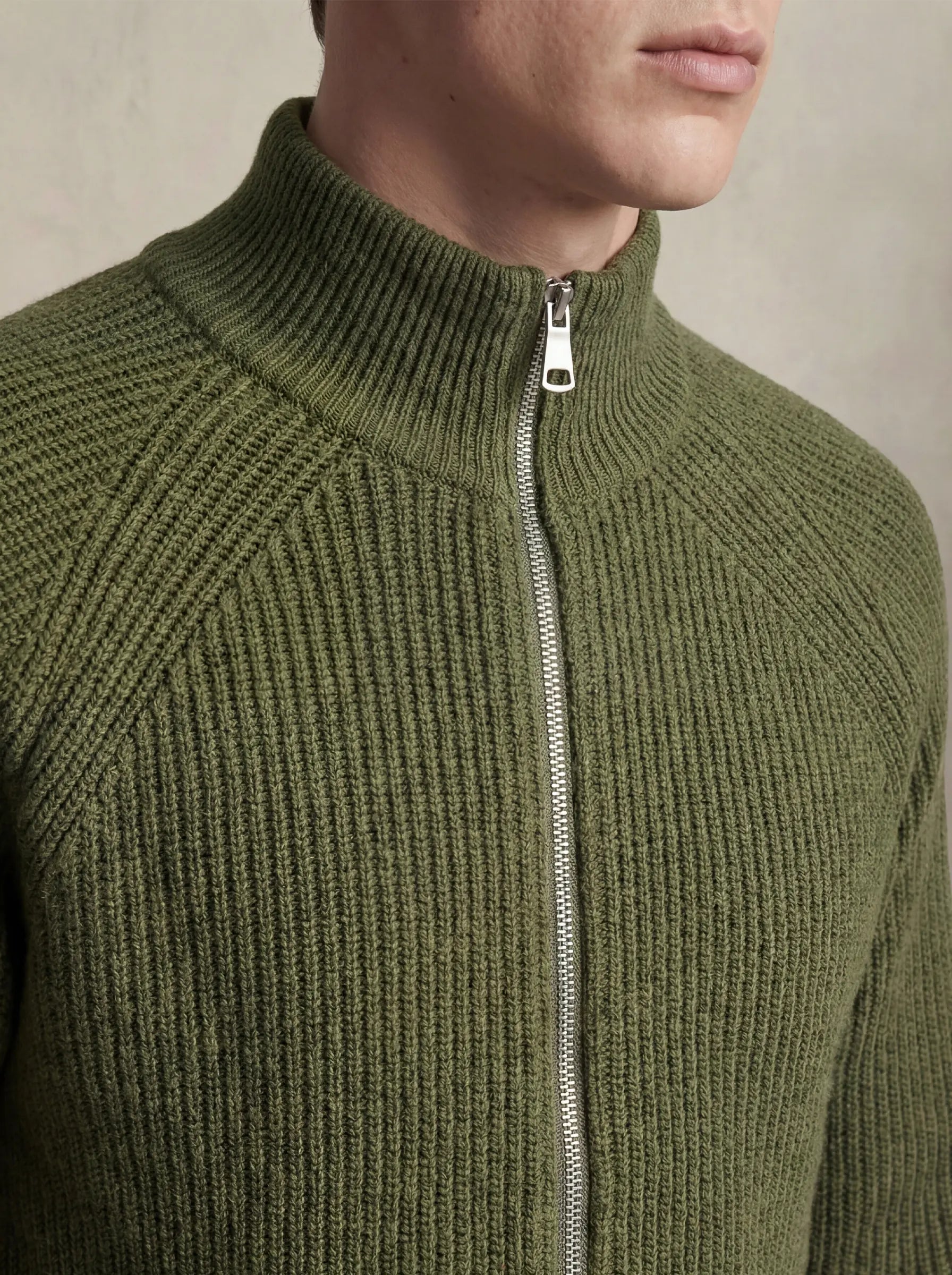 Zip-Up Cardigan Moss